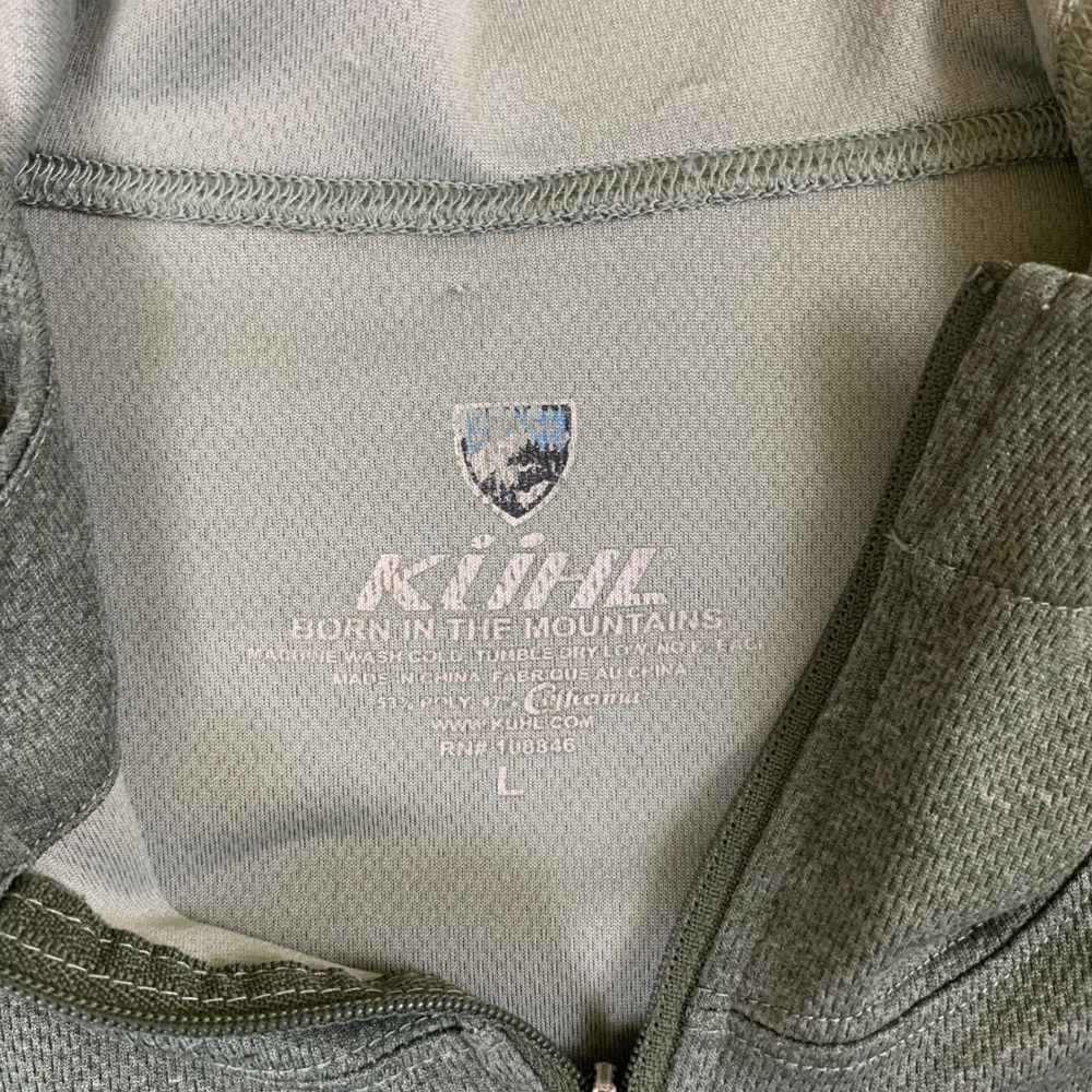Kuhl Mens Full Zip Hoodie Green Heathered Performance Pullover Thumbholes Large - Picture 5 of 11